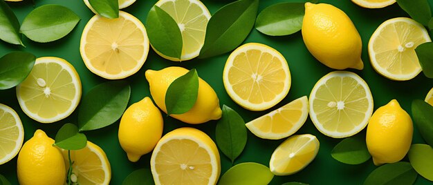Panorama de banner de frutas cítricas de verão de comida criativa com limões