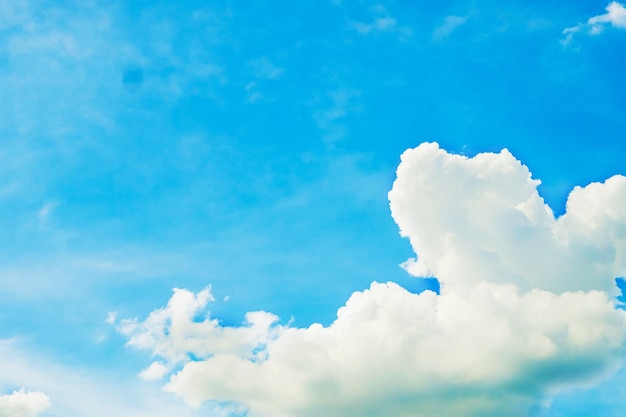 Panorama de fundo do céu azul com pequenas nuvens