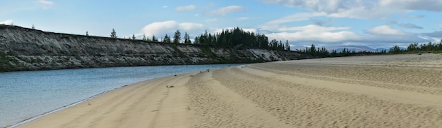 Panorama de verão do rio em Yamal