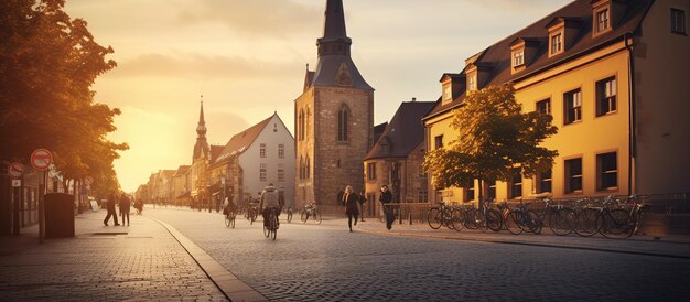 Foto panorama der altstadt bei sonnenuntergang