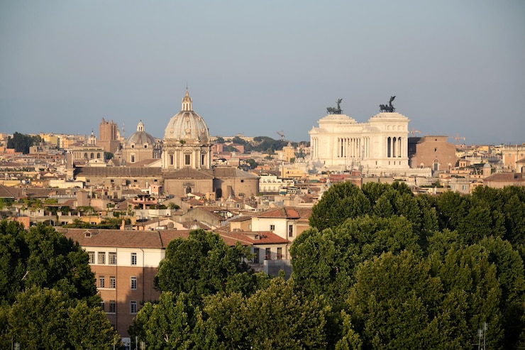 Foto panorama der italienischen hauptstadt rom italien sonniger sommertag