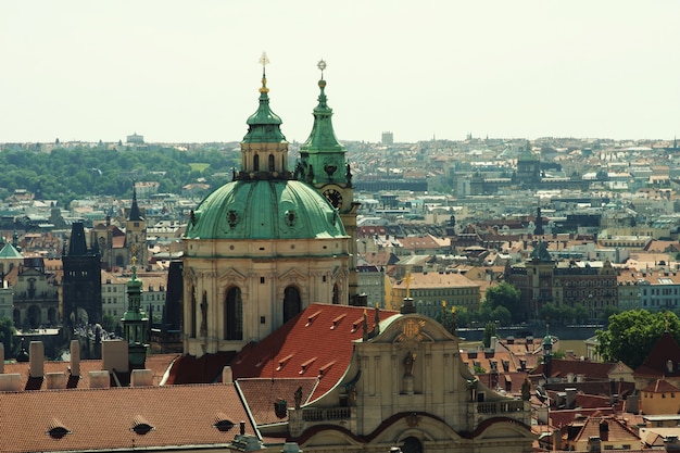 Foto panorama der karlsbrücke, blick vom schloss, prag, tschechische republik