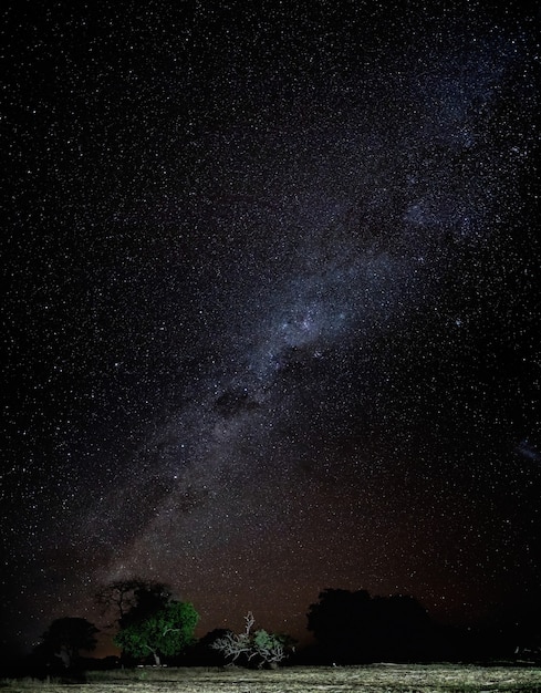 Panorama des klaren Nachthimmels mit Sternen und Milchstraße von Via Lactea