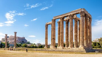 Foto panorama des tempels des olympischen zeus athen griechenland