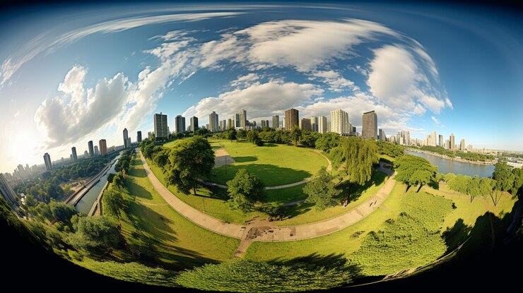 Foto panorama do grande parque da cidade