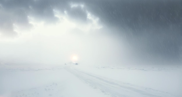 Panorama de dunas de nieve durante la ventisca Paisaje imaginario escénico congelado blanco y vacío IA generativa