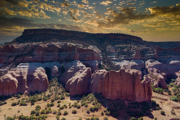 Panorama de la escena del desierto de Arizona vista aérea en el Parque Nacional Cañón de las montañas