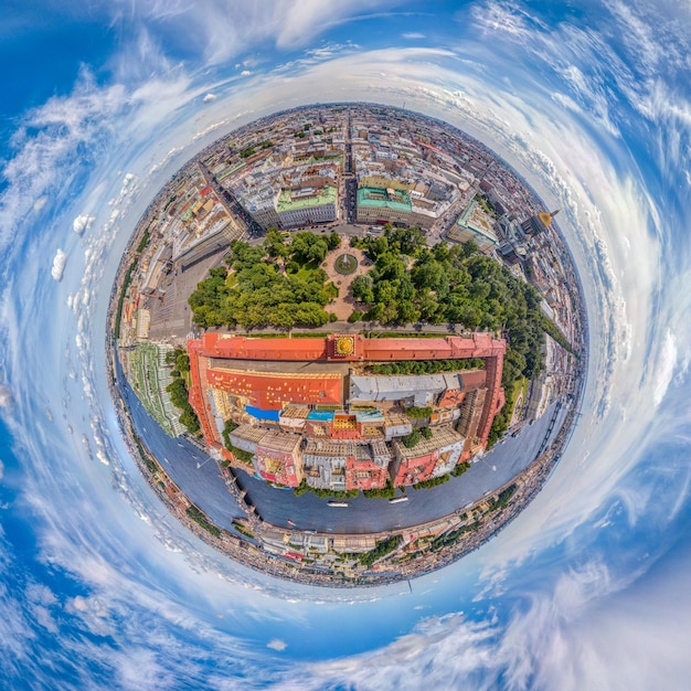 Panorama esférico de uma vista aérea sobre a cidade de São Petersburgo