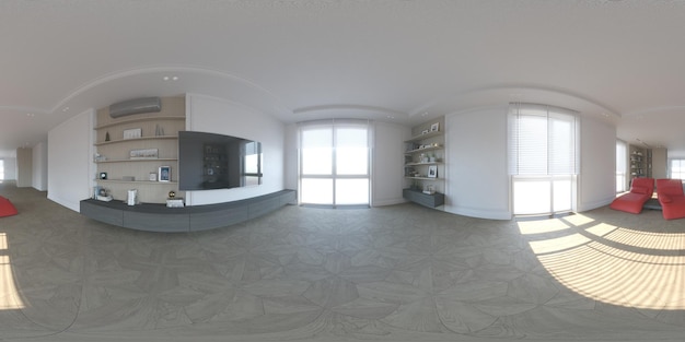 panorama esférico do interior, ilustração 3D