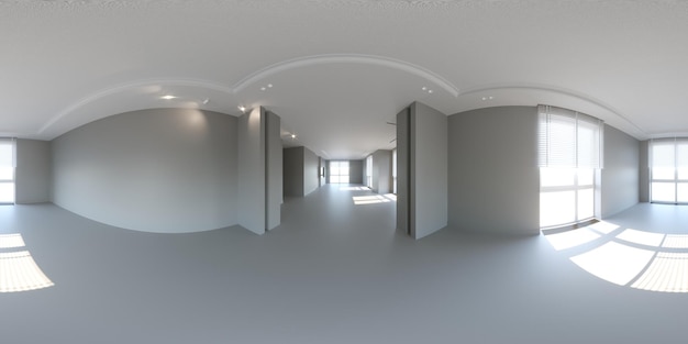 panorama esférico del interior, ilustración 3D