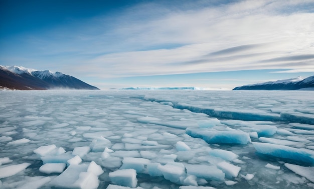 Panorama de fondo del agua de mar de nieve del glaciar de hielo congelado flotando en el Ártico