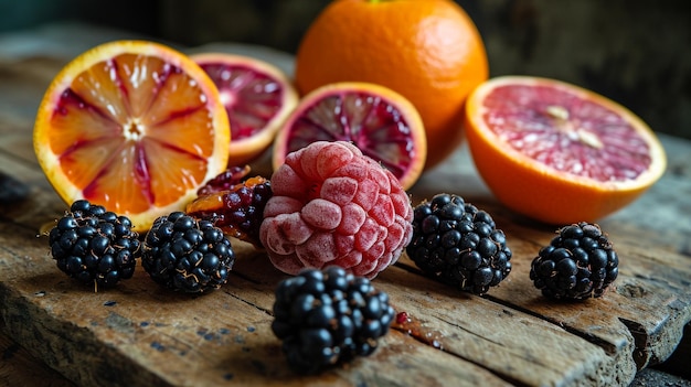 panorama con frutas jugosas fondo de pantalla HD 8K Imagen fotográfica de stock