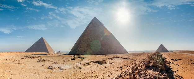 Panorama de las Grandes Pirámides de Giza, Egipto