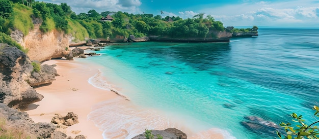 Panorama de una hermosa playa en la isla de Bali, Indonesia