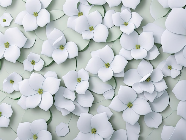 Panorama de hojas de flores geométricas blancas en azulejos de bandera de fondo de textura de pared en 3D