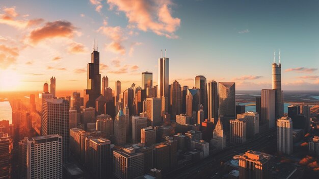 Foto el panorama del horizonte de chicago