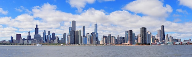 Foto panorama del horizonte urbano de la ciudad de chicago