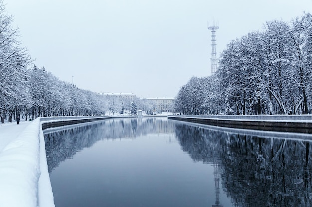 Panorama invernal de la ciudad de Minsk, capital de Bielorrusia.