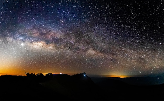 Panorama-Milchstraße mit Sternen und Weltraumstaub im Universum