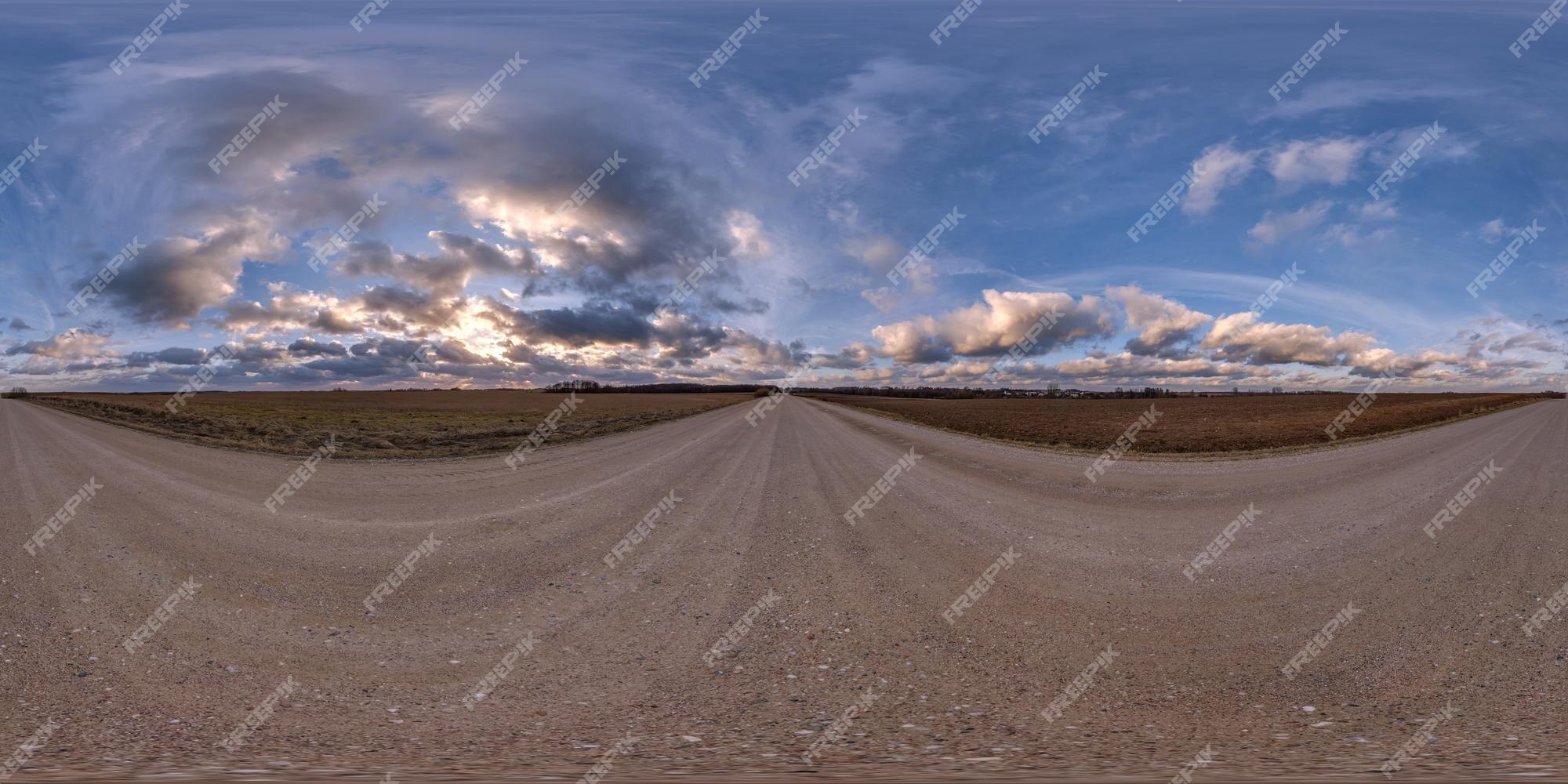 céu azul hdr 360 panorama com lindas nuvens brancas em projeção