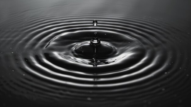 Panorama de las ondas de agua de una gota de agua en el tono oscuro de las gotas de agua tono oscuro círculo negro abstracto ondas de gota de agua