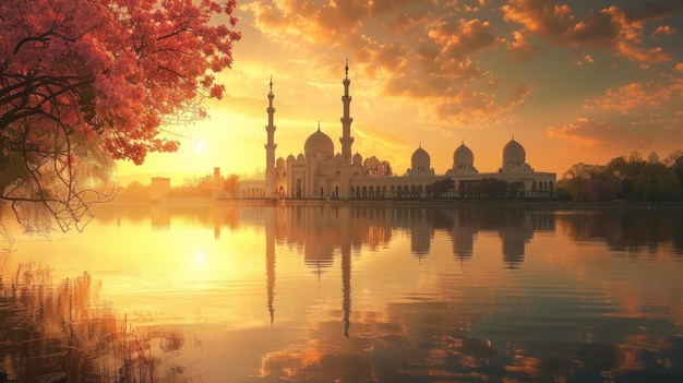 El panorama pacífico de la mezquita en una atmósfera tranquila