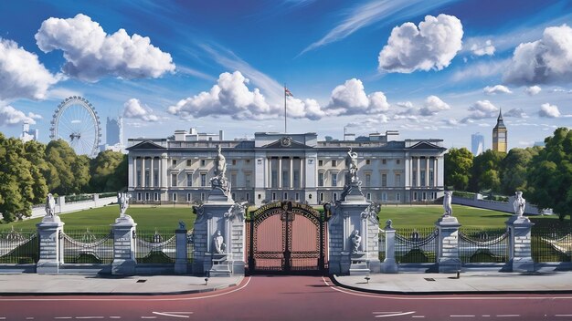 Foto el panorama del palacio de buckingham en londres, reino unido