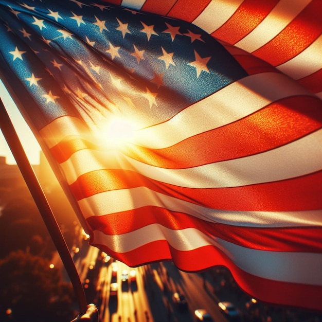 Panorama patriótico mergulhar nas estrelas e listras icônicas da majestosa bandeira americana
