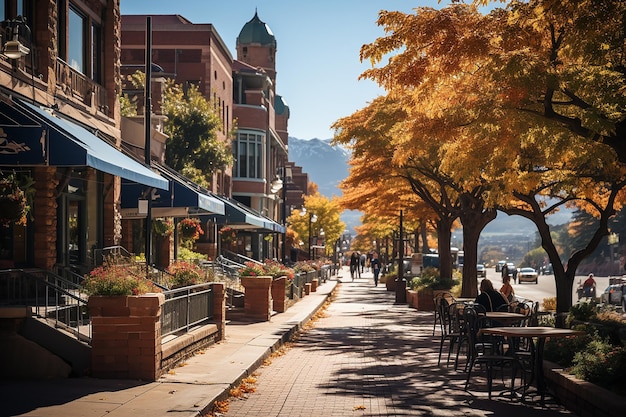 Panorama de Pearl Street en el centro de Boulder Vista del centro comercial de Pearl Street