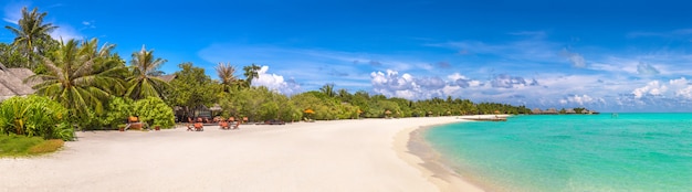 Panorama de la playa tropical en día de verano