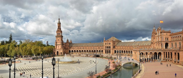 Panorama de la Plaza de España en Sevilla