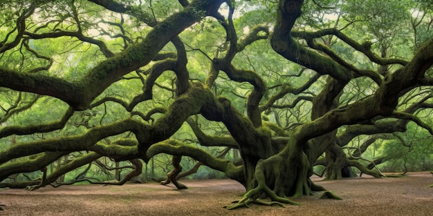 Panorama de las ramas del Angel Oak Tree