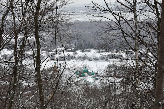 Panorama del río Volga en invierno