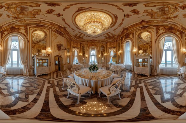 Panorama de la sala de banquetes de lujo VR en Minsk, Bielorrusia