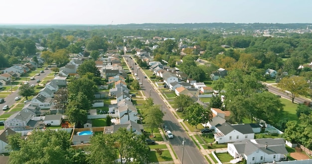 Panorama sobre el área de la casa residencial vista desarrollo urbano residencial en sayreville, nueva jersey, ee.uu.