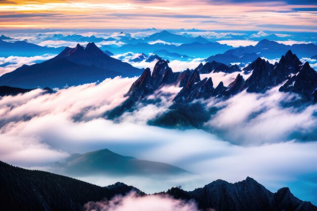 Panorama sobre las nubes desde la ventana del avión IA generativa