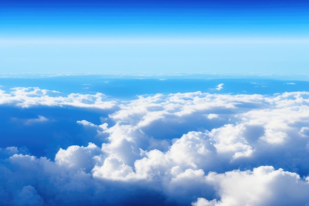 Panorama über den Wolken aus dem Flugzeugfenster Generative KI