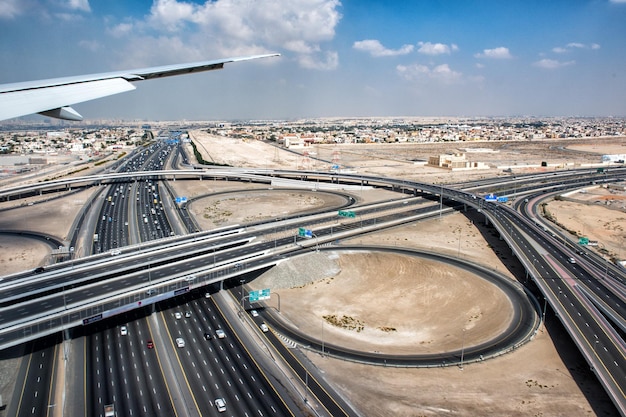 Panorama de vista aérea de la ciudad de Dubai