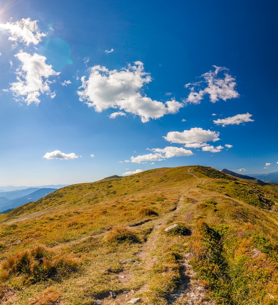 Panorama von Karpatenbergen am sonnigen Tag des Sommers.