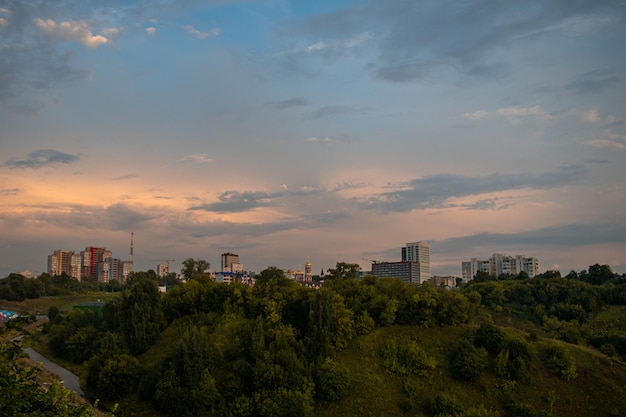 Panorama von Nischni Nowgorod bei Sonnenuntergang