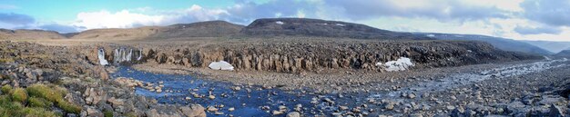 Panorama-Wasserfall an der Quelle des Flusses