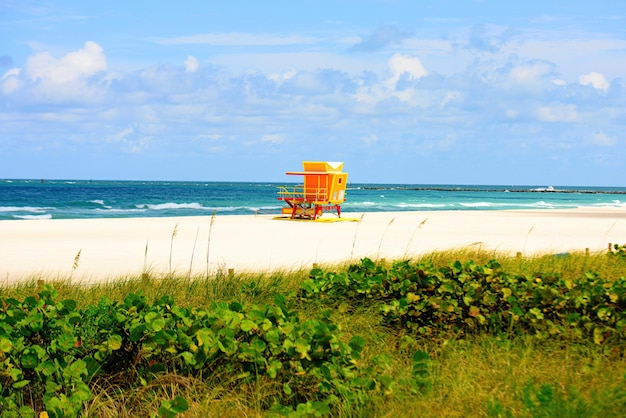 Panoramaansicht von Miami South Beach Florida USA Sonniger Sommertag mit blauem Himmel und Atlantik