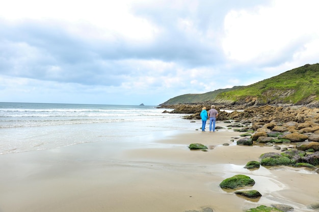 Panoramaaufnahme der Roseland Heritage Coast in England, Großbritannien