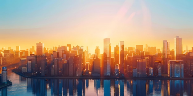 Panoramabild von Wolkenkratzern, der Skyline einer großen Stadt