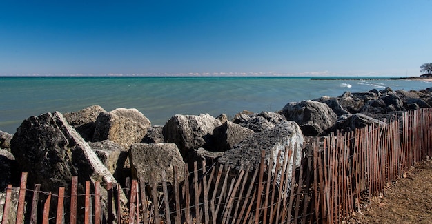 Panoramablick auf das Meer vor klarem blauem Himmel