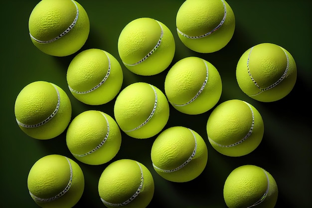 Panoramablick auf den Hintergrund der hellen neuen Tennisbälle Generative KI