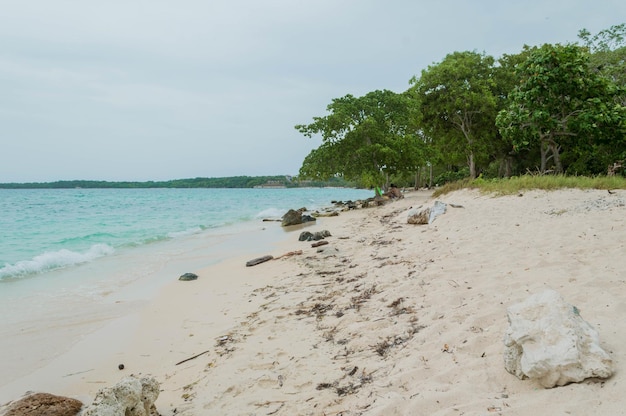 Foto panoramablick auf den strand von bendita in kolumbien. schöne aussicht auf die küste