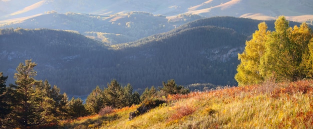 Panoramablick auf die Berge im Herbst