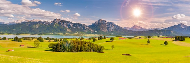 Foto panoramablick auf die landschaft gegen den himmel in bayern, deutschland