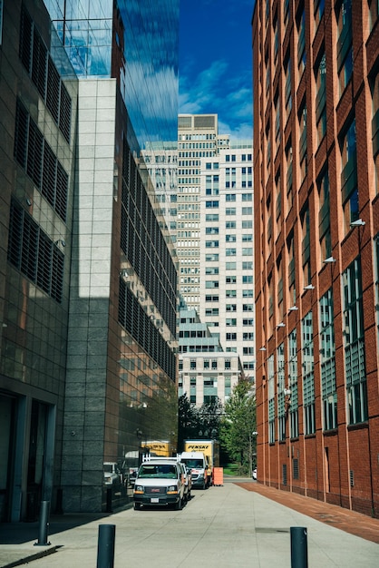 Panoramablick auf die malerische Finanzstadt von Boston, USA, 2. September 2023